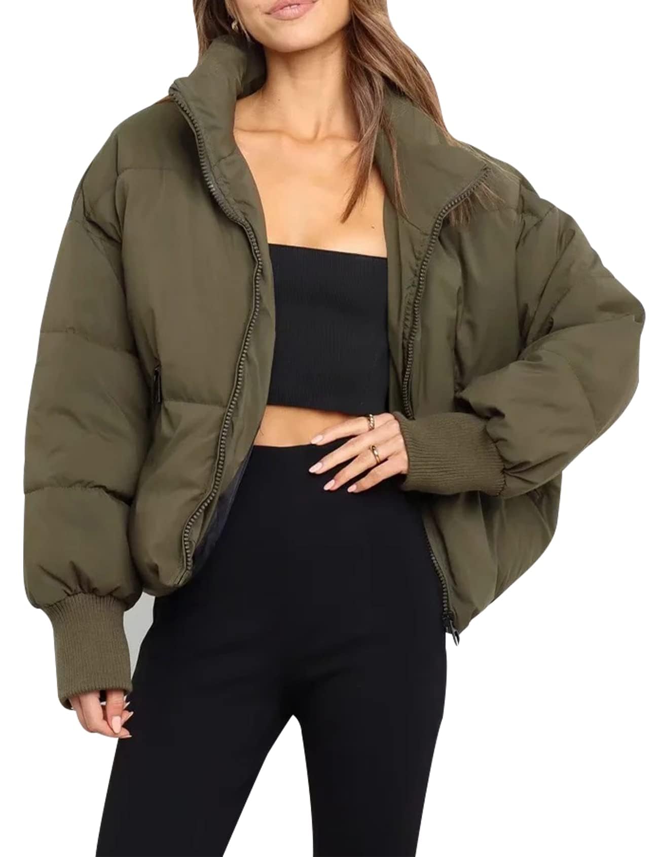 Gihuo Women’s Winter Cropped Puffer Jacket Coat Short Warm Quilted Jacket 2025